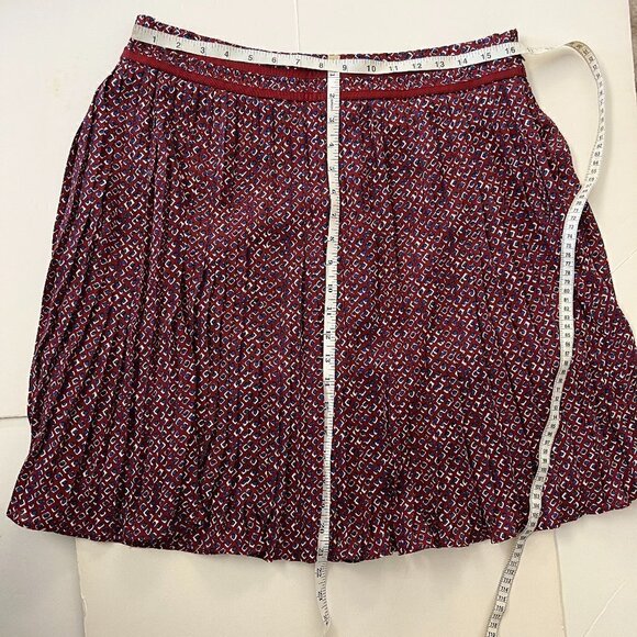Banana Republic Diamond Pleated Lined Knee Length Skirt Red Blue White Sz 10 - Picture 14 of 14
